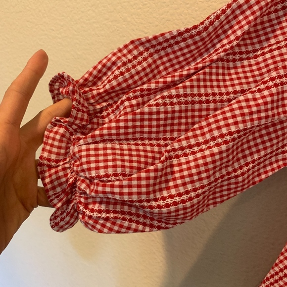 Very J red gingham off the shoulder top - Picture 4 of 6
